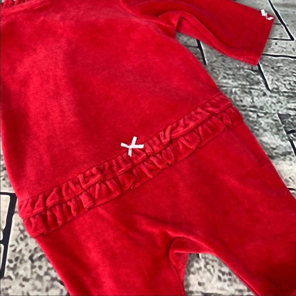 Little Me 1st Christmas Red Velour Graphic Onsie - Picture 5 of 9